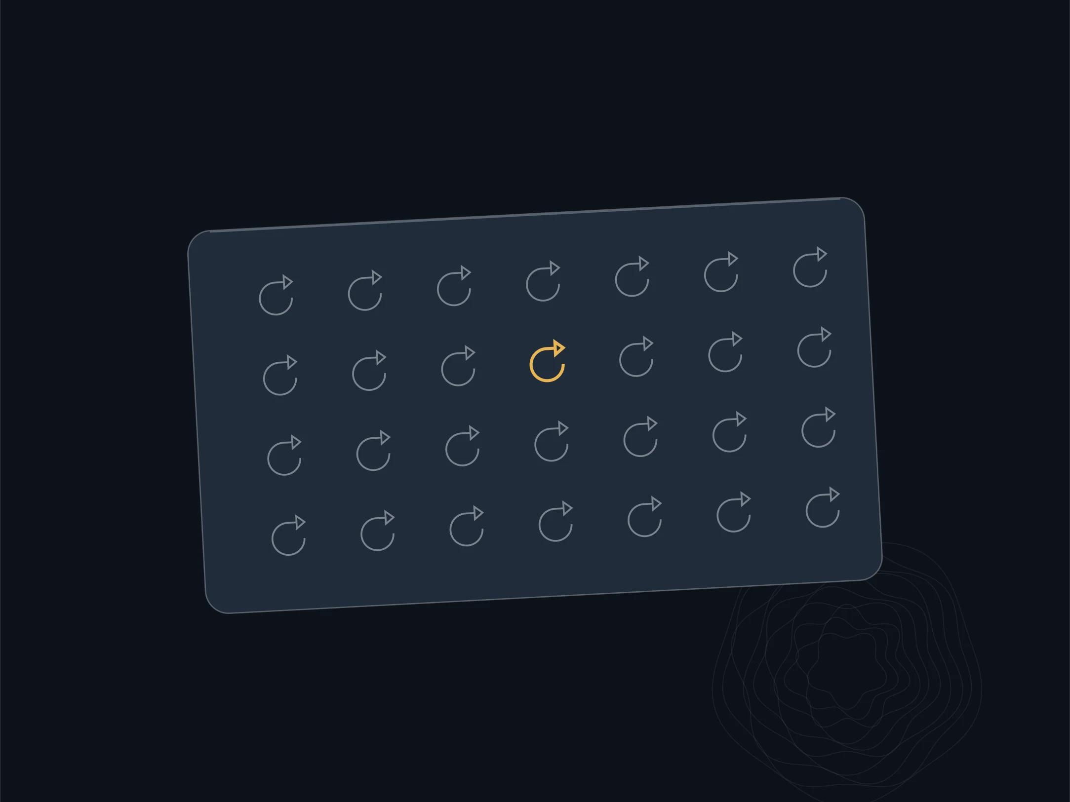 A card plane with a repeating pattern of small return arrows engraved across it