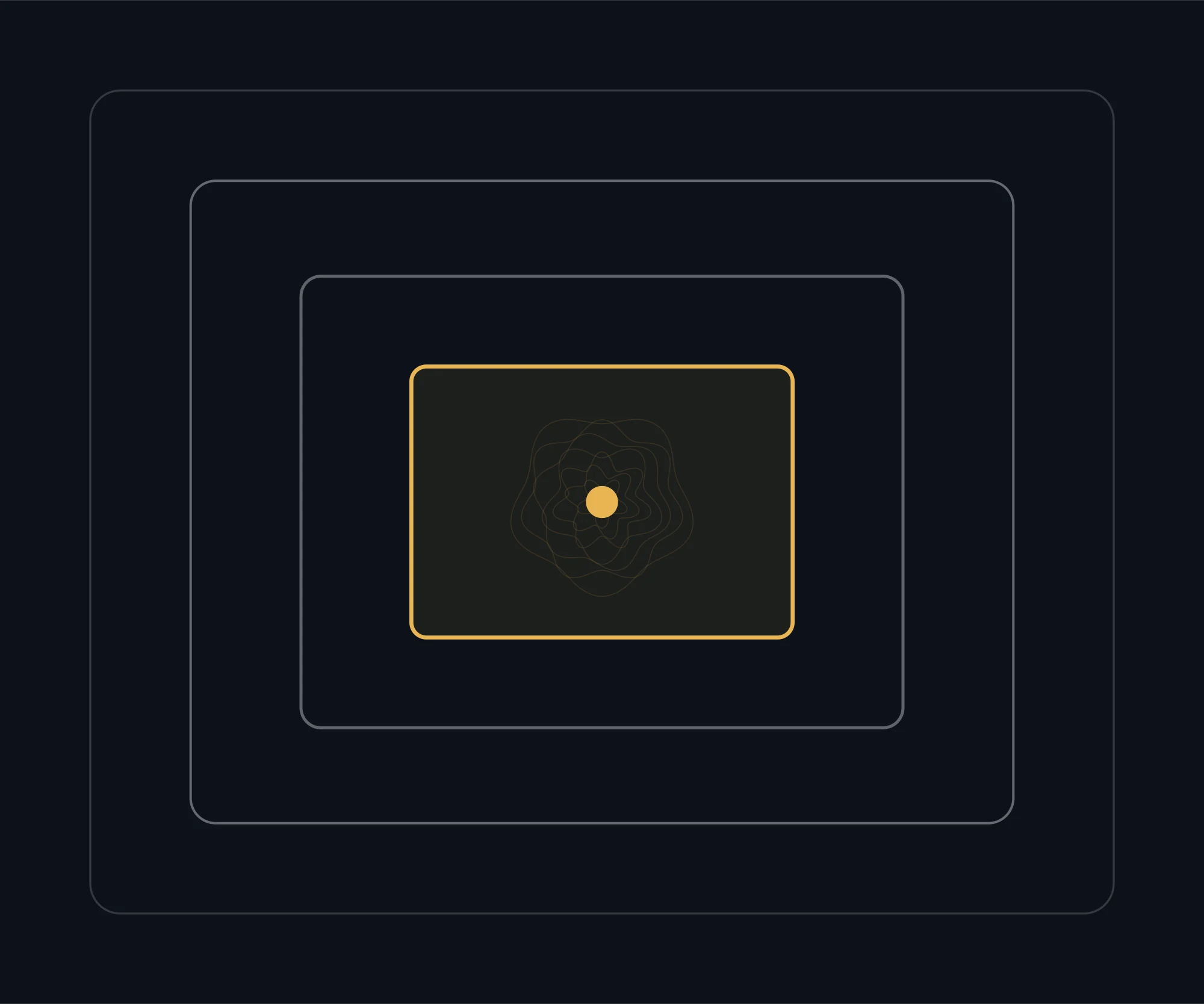 Four concentric rounded frames nested inside each other, the innermost drawn in gold
